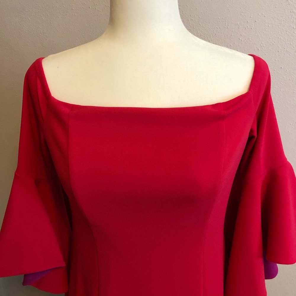 Hot pink over shoulder dress